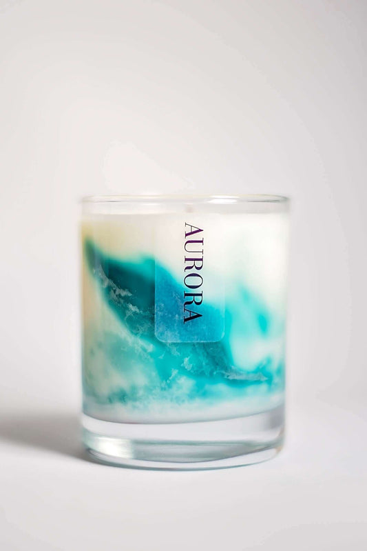 AURORA Marble Effect Candle, Green Marble Candles, Aromatheraphy Candles, Essential Oil Candles, Wellness Candles, Aesthetic Candles