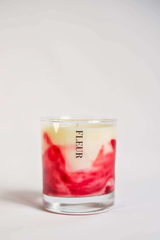 FLEUR Marble Effect Candle, Red Marble Candles, Aromatheraphy Candles, Essential Oil Candles, Wellness Candles, Aesthetic Candles