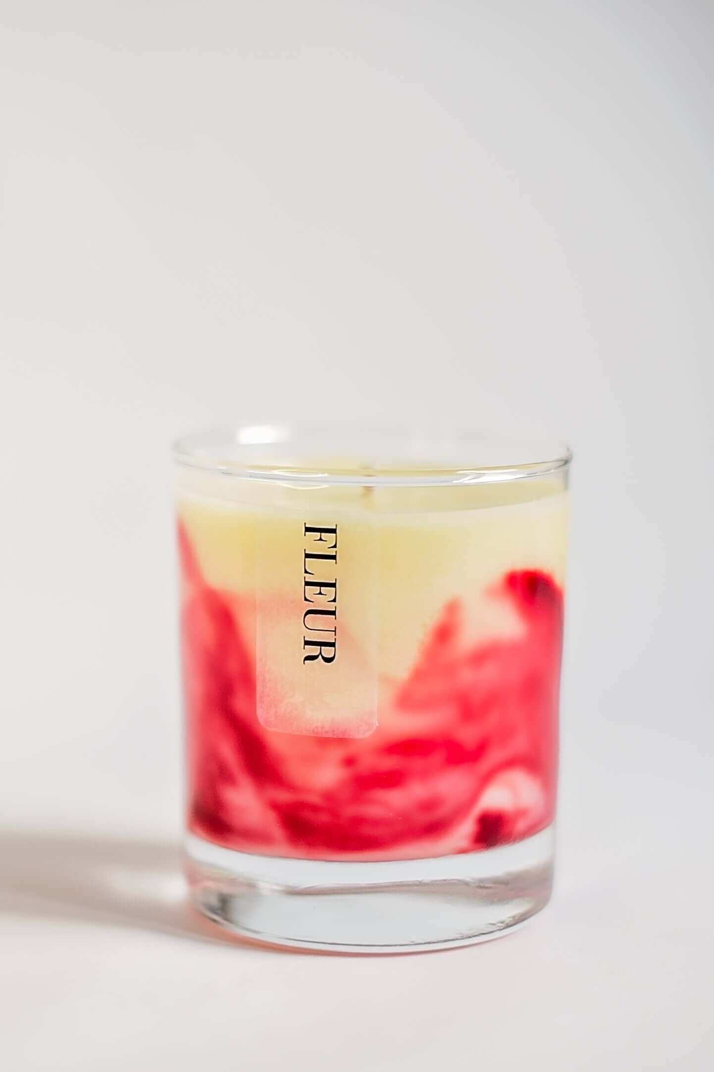 FLEUR Marble Effect Candle, Red Marble Candles, Aromatheraphy Candles, Essential Oil Candles, Wellness Candles, Aesthetic Candles