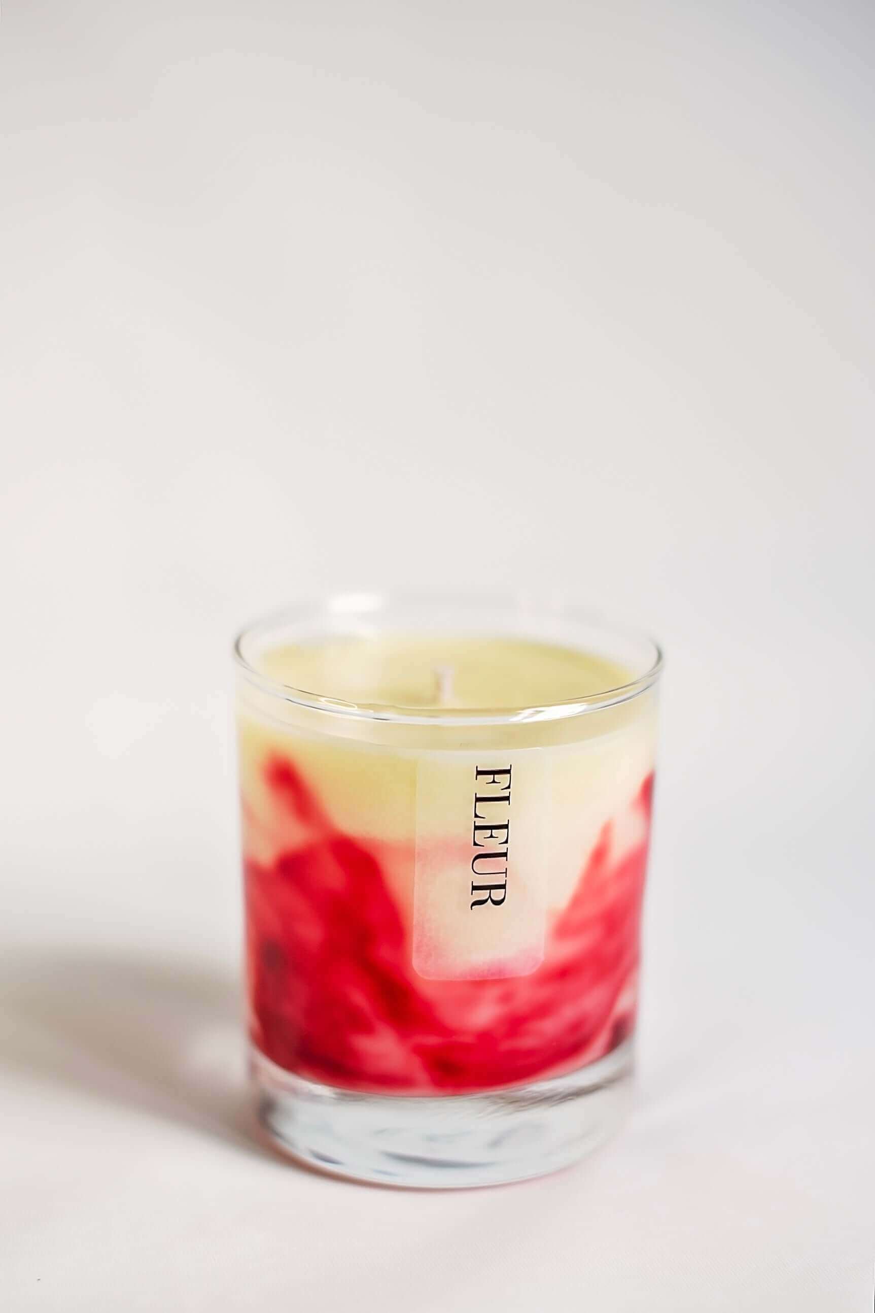 FLEUR Marble Effect Candle, Red Marble Candles, Aromatheraphy Candles, Essential Oil Candles, Wellness Candles, Aesthetic Candles